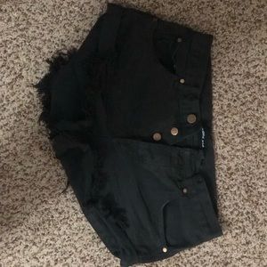 Mustard Seed black distressed high waisted shorts